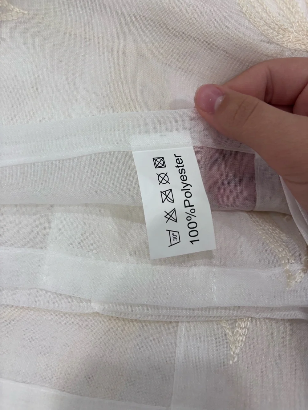 Lightweight White Linen curtains with Subtle Embroidery 1 SET 2 CURTAINS